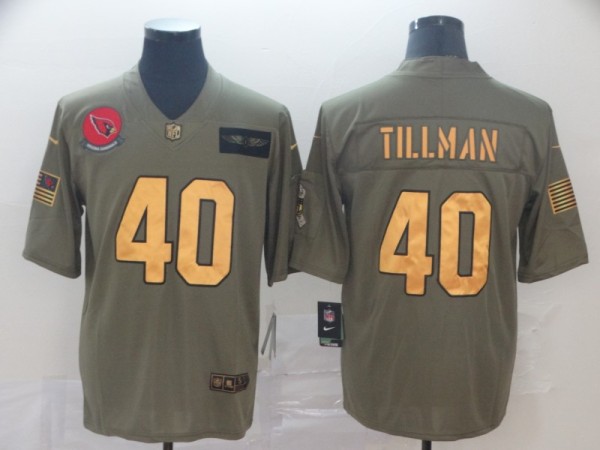 Men's Arizona Cardinals #40 Pat Tillman 2019 Olive/Gold Salute To Service Limited Jersey