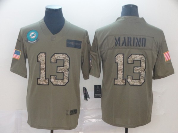 Men's Miami Dolphins #13 Dan Marino 2019 Olive/Camo Salute To Service Limited Jersey