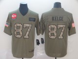 Men's Kansas City Chiefs #87 Travis Kelce 2019 Olive/Camo Salute To Service Limited Jersey