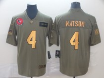 Men's Houston Texans #4 Deshaun Watson 2019 Olive/Gold Salute To Service Limited Jersey