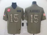 Men's Kansas City Chiefs #15 Patrick Mahomes 2019 Olive/Camo Salute To Service  Limited Jersey
