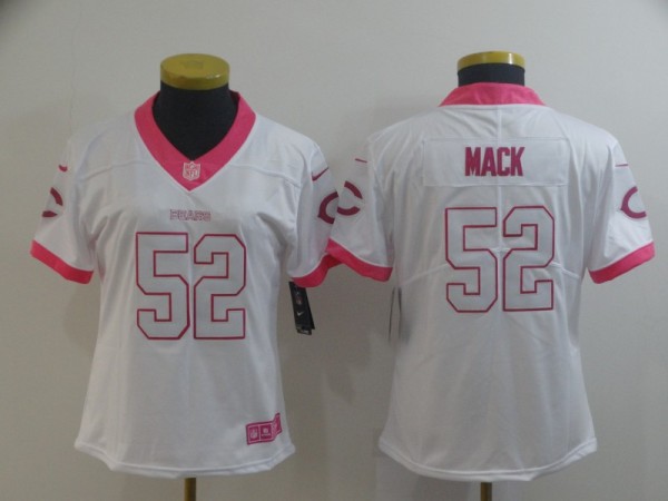 Women's Nike Chicago Bears #52 Khalil Mack White/Pink Vapor Untouchable Limited Jersey