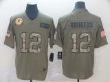 Men's Green Bay Packers #12 Aaron Rodgers 2019 Olive/Camo Salute To Service Limited Jersey