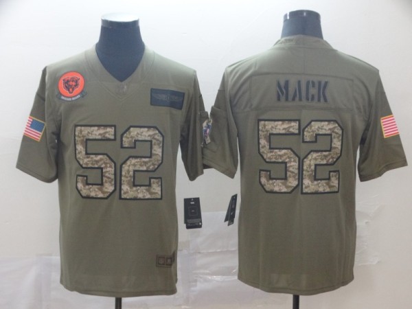 Men's Chicago Bears #52 Khalil Mack 2019 Olive/Camo Salute To Service Limited  Jersey