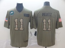 Men's Philadelphia Eagles #11 Carson Wentz 2019 Olive/Camo Salute To Service Limited Jersey