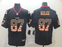 Nike 2018 Kansas City Chiefs #87 Travis Kelce USA Flag Fashion Black Color Rush Limited Jersey