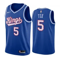 NBA Sacramento Kings #5 De'Aaron Fox #5 Blue Throwback Jersey