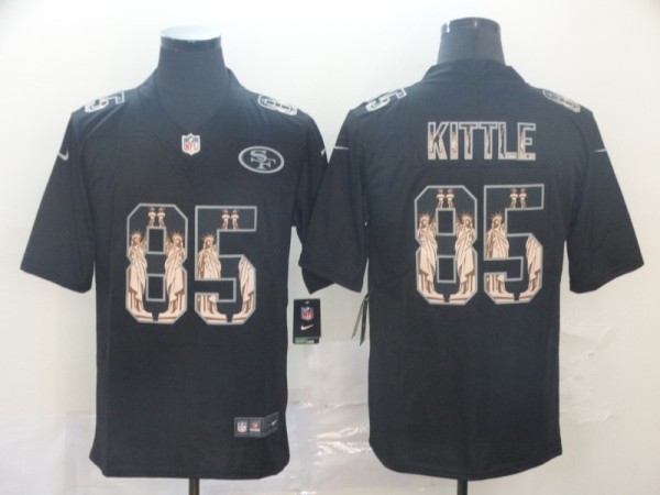 Men's San Francisco 49ers #85 George Kittle 2019 Black Statue Of Liberty Limited Jersey