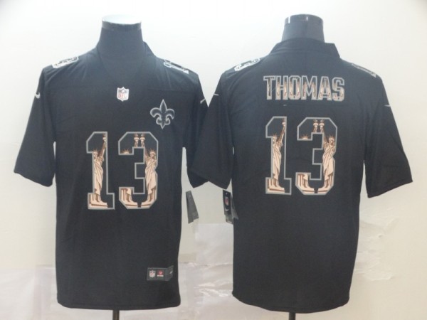 Men's New Orleans Saints #13 Michael Thomas 2019 Black Statue Of Liberty Limited Jersey