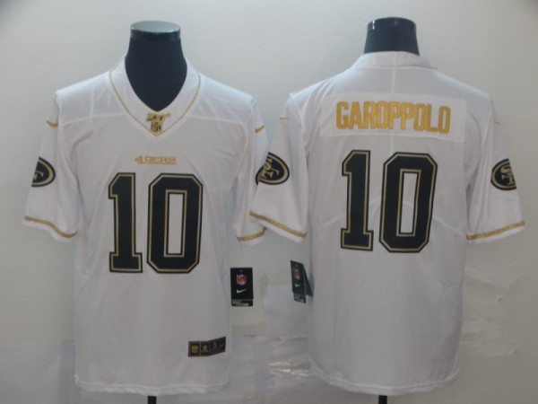 Men's San Francisco 49ers #10 Jimmy Garoppolo White 2019 100th Season Golden Edition Limited Jersey