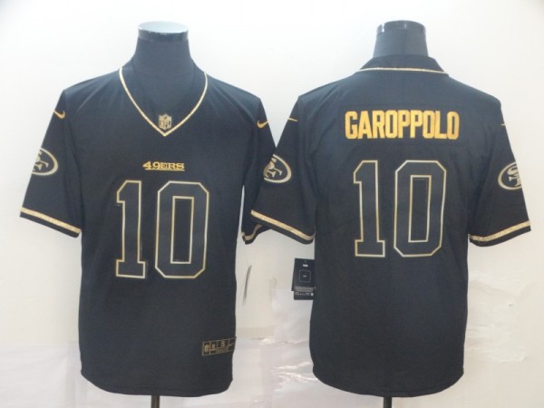 Men's San Francisco 49ers #10 Jimmy Garoppolo Black 2019 Golden Edition Limited Jersey