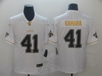 Men's New Orleans Saints #41 Alvin Kamara White 2019 100th Season Golden Edition Limited Jersey