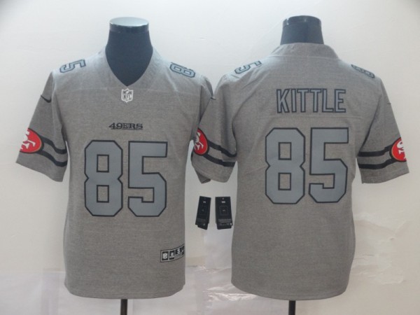 Men's San Francisco 49ers #85 George Kittle 2019 Gray Gridiron Team Logo Limited Jersey