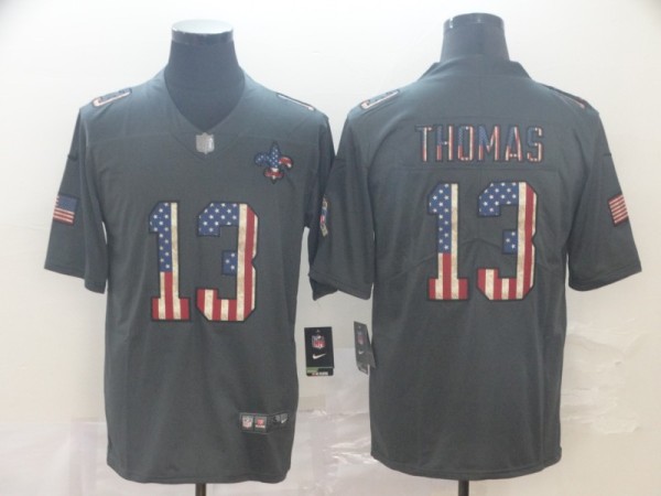 Men's New Orleans Saints #13 Michael Thomas Grey 2019 Salute To Service USA Flag Fashion Limited Jersey