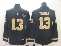 Men's New Orleans Saints #13 Michael Thomas Black Therma Long Sleeve Jersey