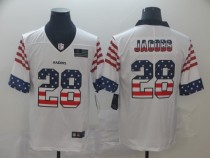 Men's Raiders #28 Josh Jacobs White 2019 USA Flag Fashion Limited Jersey