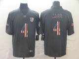 Men's Raiders #4 Derek Carr Grey 2019 Salute To Service USA Flag Fashion Limited Jersey