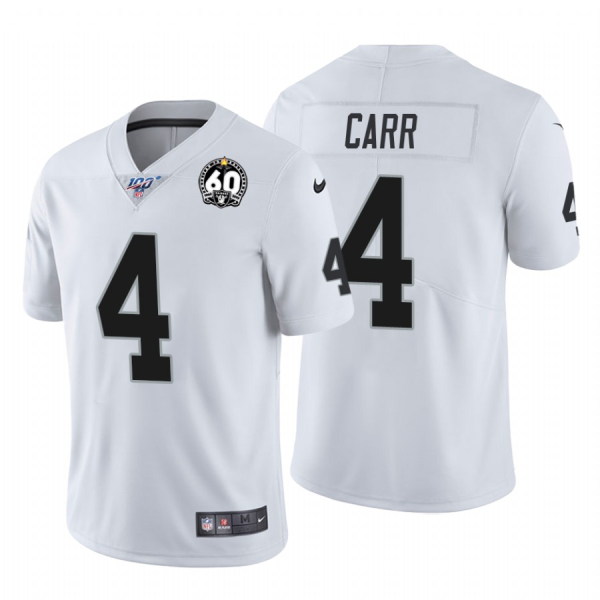 Men's Oakland Raiders #4 Derek Carr White 60th Anniversary Vapor Limited Jersey