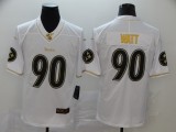 Men'sittsburgh Steelers #90 T. J. Watt White 2019 100th Season Golden Edition Limited Jersey