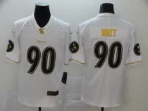 Men'sittsburgh Steelers #90 T. J. Watt White 2019 100th Season Golden Edition Limited Jersey
