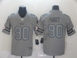 Men's Pittsburgh Steelers #90 T. J. Watt 2019 Gray Gridiron Team Logo Limited Jersey