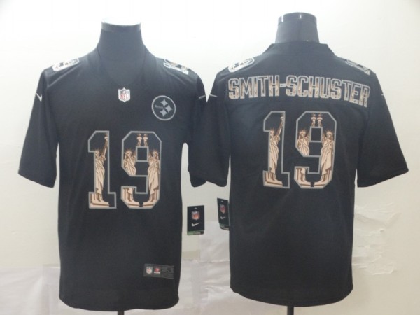 Men's Pittsburgh Steelers #19 JuJu Smith-Schuster 2019 Black Statue Of Liberty Limited Jersey