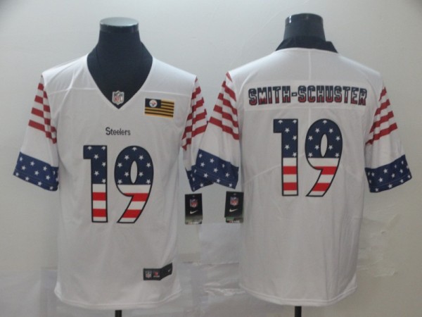 Men's Pittsburgh Steelers #19 JuJu Smith-Schuster White 2019 USA Flag Fashion Limited Jersey