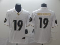 Men's Pittsburgh Steelers #19 JuJu Smith-Schuster White 2019 100th Season Golden Edition Limited Jersey