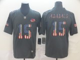 Men's Kansas City Chiefs #15 Patrick Mahomes Grey 2019 Salute To Service USA Flag Limited Jersey