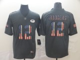 Men's Green Bay Packers #12 Aaron Rodgers Grey 2019 Salute To Service USA Flag Fashion Limited Jersey