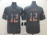 Men's New England Patriots #12 Tom Brady Grey 2019 Salute To Service USA Flag Fashion Limited Jersey