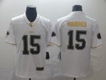 Men's Kansas City Chiefs #15 Patrick Mahomes White 2019 100th Season Golden Edition Limited Jersey