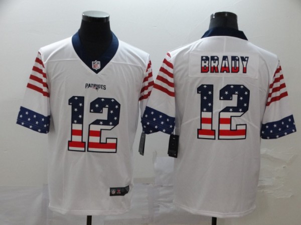 Men's New England Patriots #12 Tom Brady White 2019 USA Flag Fashion Limited Jersey