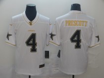 Men's Dallas Cowboys #4 Dak Prescott White 2019 100th Season Golden Edition Limited Jersey