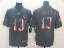 Men's Cleveland Browns #13 Odell Beckham Jr. Grey 2019 Salute To Service USA Flag Limited Jersey