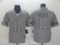 Men's Philadelphia Eagles #11 Carson Wentz 2019 Gray Gridiron Team Logo Limited Jersey