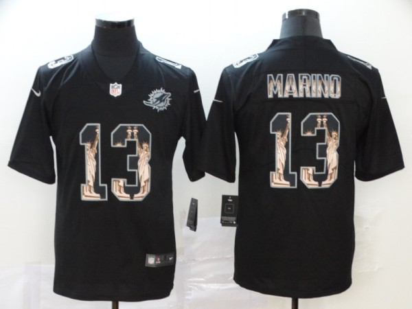 Men's Miami Dolphins #13 Dan Marino 2019 Black Statue Of Liberty Limited Jersey