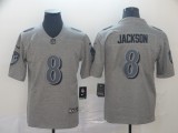 Men's Baltimore Ravens #8 Lamar Jackson Grey Limited Stitched NFL Jersey