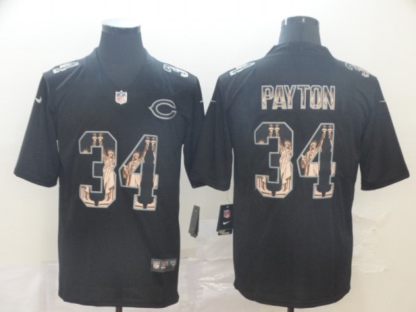 Men's Chicago Bears #34 Walter Payton 2019 Black Statue Of Liberty Limited Jersey