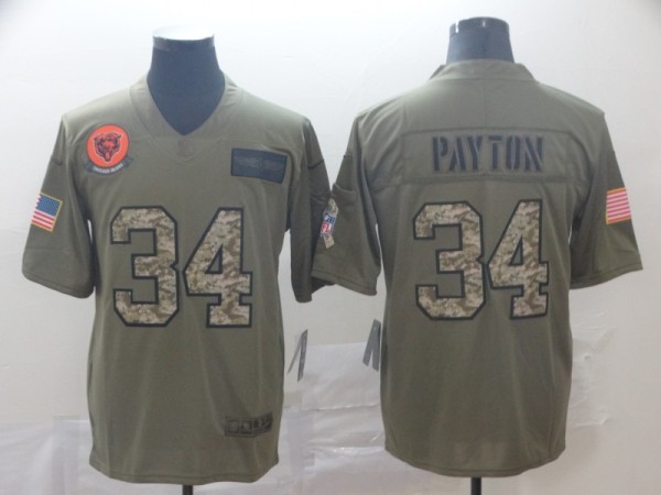 Men's Chicago Bears #34 Walter Payton 2019 Olive/Camo Salute To Service Limited Jersey