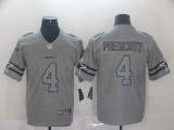 Men's Dallas Cowboys #4 Dak Prescott 2019 Gray Gridiron Team Logo LimitedJersey