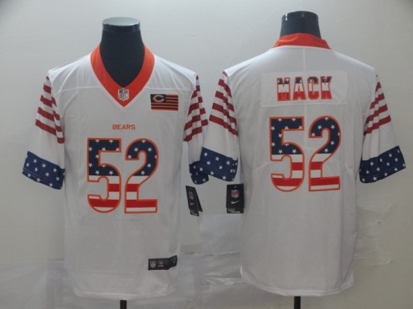 Men's Chicago Bears #52 Khalil Mack White 2019 USA Flag Fashion Limited Jersey