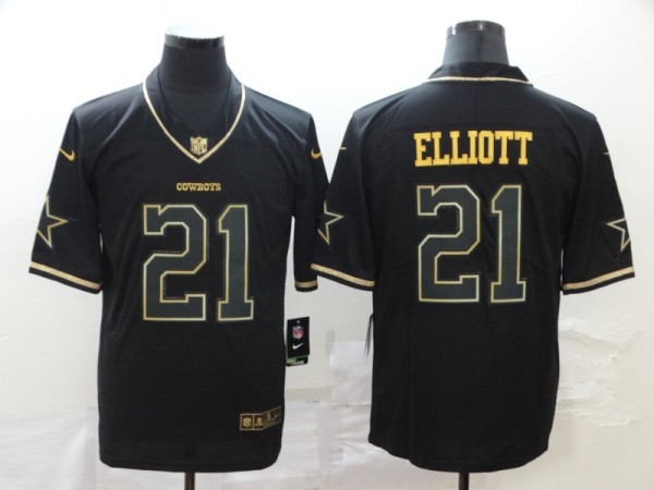 Men's Dallas Cowboys #21 Ezekiel Elliott Black 2019 Golden Edition Limited Jersey