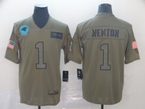 Men's Carolina Panthers #1 Cam Newton 2019 Camo Salute To Service Limited Jersey