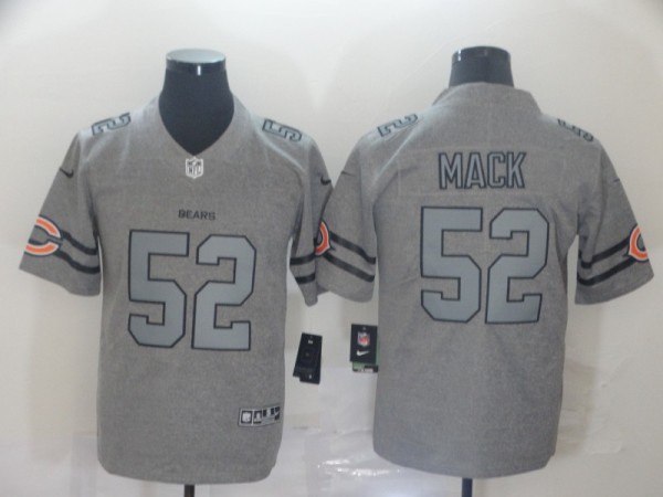 Men's Chicago Bears #52 Khalil Mack 2019 Gray Gridiron Team Logo Limited Jersey