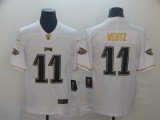 Men's Philadelphia Eagles #11 Carson Wentz White 2019 100th Season Golden Edition Limited Jersey