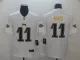 Men's Philadelphia Eagles #11 Carson Wentz White 2019 100th Season Golden Edition Limited Jersey