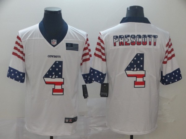 Men's Dallas Cowboys #4 Dak Prescott White 2019 USA Flag Fashion Limited Jersey