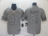 Men's Dallas Cowboys #21 Ezekiel Elliott 2019 Gray Gridiron Team Logo Limited Jersey