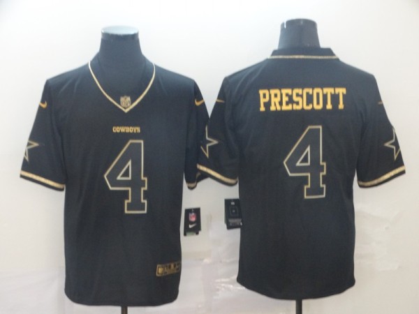 Men's Dallas Cowboys #4 Dak Prescott Black 2019 Golden Edition Limited Jersey